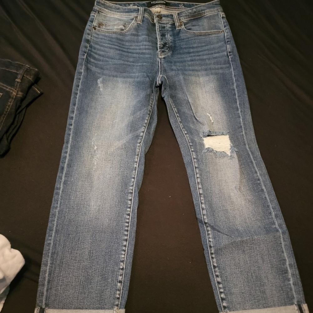 Liverpool Women's Blue Distressed Jeans The Boyfriend